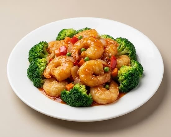 Sweet and Sour Shrimp Dinner 糖醋虾 Camarones agridulces.