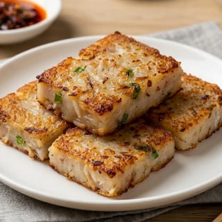 Pan-fried Radish Cake ( 3pcs) 炸萝卜糕 pastel de rábano frito